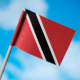 a flag flying in the wind with a blue sky in the background